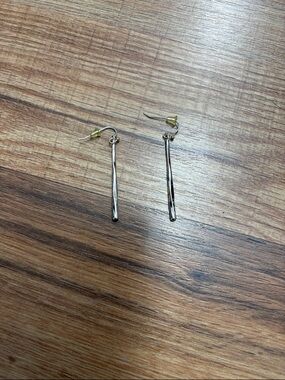 Sterling Silver Long Drop Bar Earrings - Elegant Minimalist Design